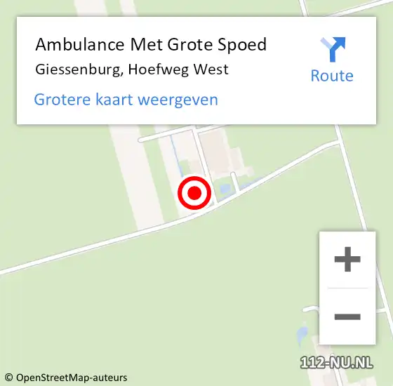 Locatie op kaart van de 112 melding: Ambulance Met Grote Spoed Naar Giessenburg, Hoefweg West op 19 april 2024 06:53