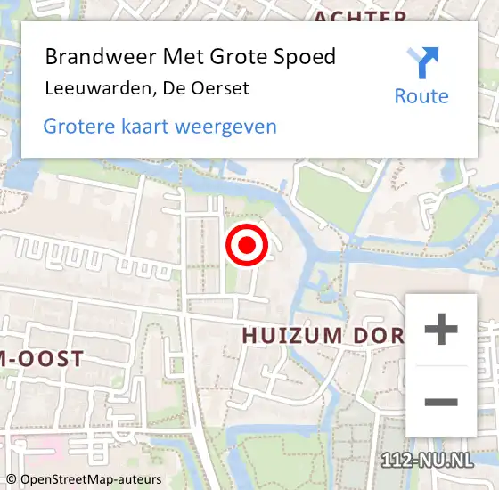 Locatie op kaart van de 112 melding: Brandweer Met Grote Spoed Naar Leeuwarden, De Oerset op 19 april 2024 06:56