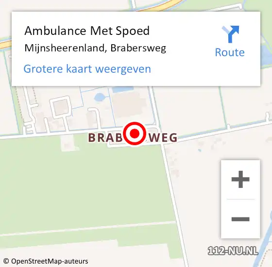 Locatie op kaart van de 112 melding: Ambulance Met Spoed Naar Mijnsheerenland, Brabersweg op 19 april 2024 07:09