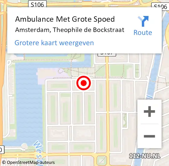 Locatie op kaart van de 112 melding: Ambulance Met Grote Spoed Naar Amsterdam, Theophile de Bockstraat op 19 april 2024 07:20