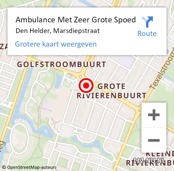 Locatie op kaart van de 112 melding: Ambulance Met Zeer Grote Spoed Naar Den Helder, Marsdiepstraat op 19 april 2024 07:29