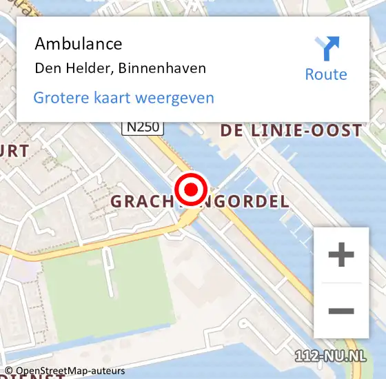 Locatie op kaart van de 112 melding: Ambulance Den Helder, Binnenhaven op 19 april 2024 07:49