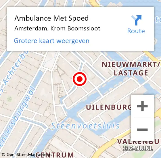 Locatie op kaart van de 112 melding: Ambulance Met Spoed Naar Amsterdam, Krom Boomssloot op 19 april 2024 07:53