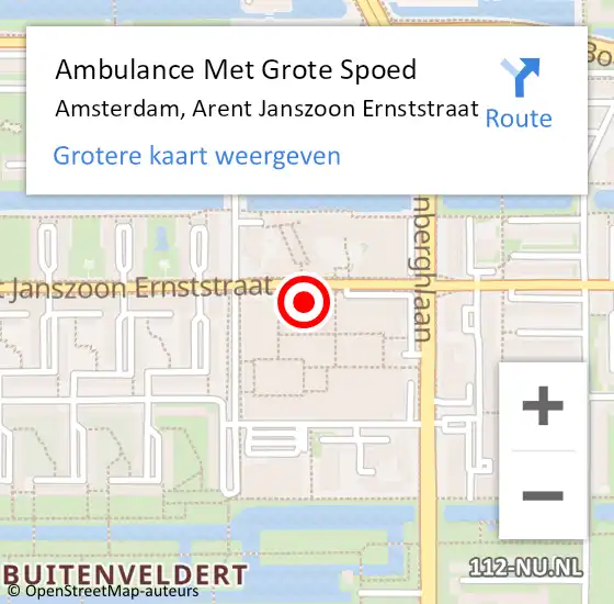 Locatie op kaart van de 112 melding: Ambulance Met Grote Spoed Naar Amsterdam, Arent Janszoon Ernststraat op 19 april 2024 07:53