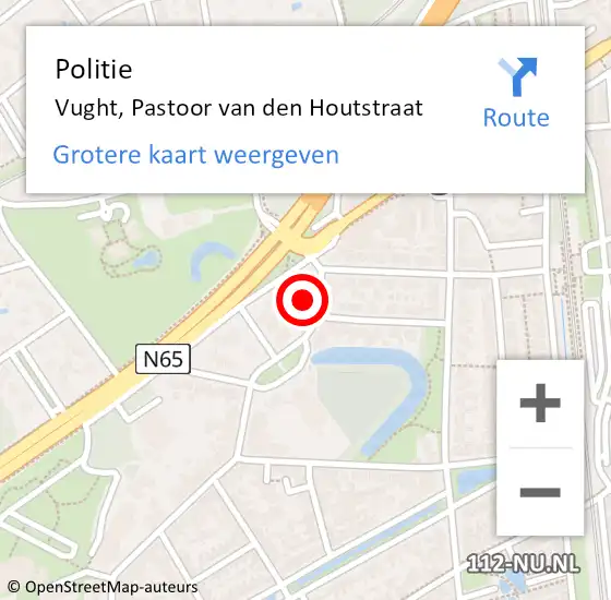 Locatie op kaart van de 112 melding: Politie Vught, Pastoor van den Houtstraat op 19 april 2024 08:12
