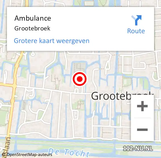 Locatie op kaart van de 112 melding: Ambulance Grootebroek op 19 april 2024 08:26