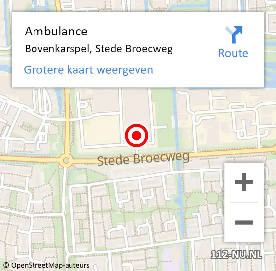 Locatie op kaart van de 112 melding: Ambulance Bovenkarspel, Stede Broecweg op 19 april 2024 08:38