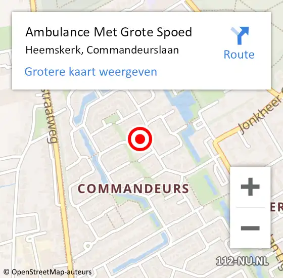 Locatie op kaart van de 112 melding: Ambulance Met Grote Spoed Naar Heemskerk, Commandeurslaan op 19 april 2024 08:48