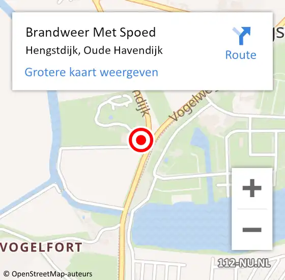 Locatie op kaart van de 112 melding: Brandweer Met Spoed Naar Hengstdijk, Oude Havendijk op 19 april 2024 08:50