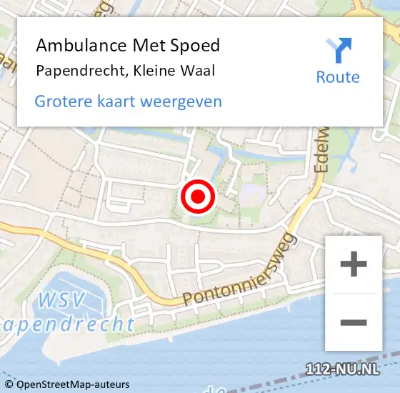 Locatie op kaart van de 112 melding: Ambulance Met Spoed Naar Papendrecht, Kleine Waal op 19 april 2024 09:00