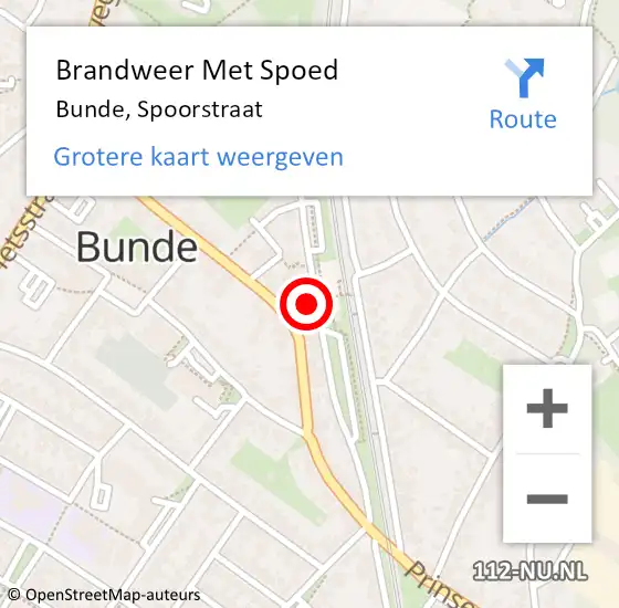 Locatie op kaart van de 112 melding: Brandweer Met Spoed Naar Bunde, Spoorstraat op 19 april 2024 09:04