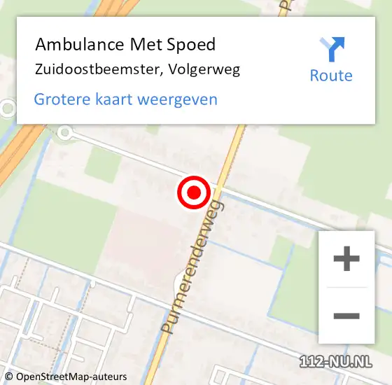 Locatie op kaart van de 112 melding: Ambulance Met Spoed Naar Zuidoostbeemster, Volgerweg op 19 april 2024 09:06