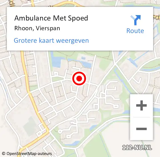 Locatie op kaart van de 112 melding: Ambulance Met Spoed Naar Rhoon, Vierspan op 19 april 2024 09:10