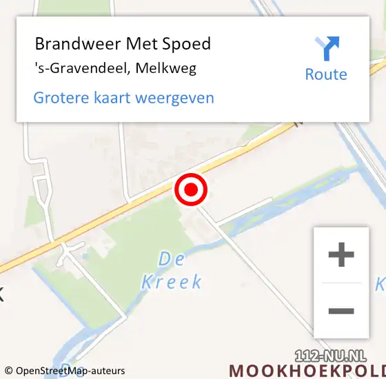 Locatie op kaart van de 112 melding: Brandweer Met Spoed Naar 's-Gravendeel, Melkweg op 19 april 2024 09:17