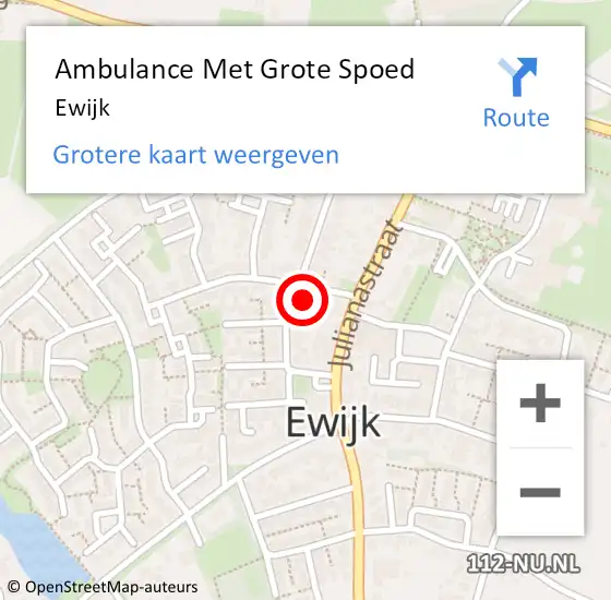 Locatie op kaart van de 112 melding: Ambulance Met Grote Spoed Naar Ewijk op 19 april 2024 09:22