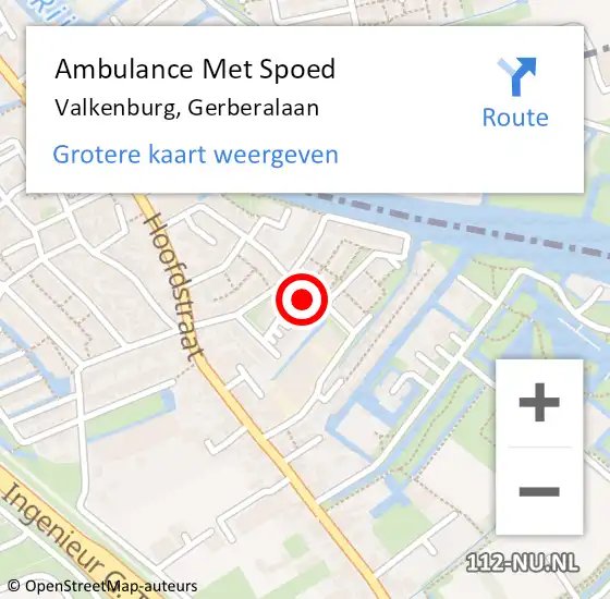 Locatie op kaart van de 112 melding: Ambulance Met Spoed Naar Valkenburg, Gerberalaan op 19 april 2024 10:05