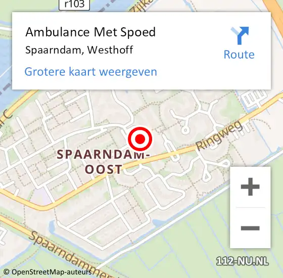 Locatie op kaart van de 112 melding: Ambulance Met Spoed Naar Spaarndam, Westhoff op 19 april 2024 10:18