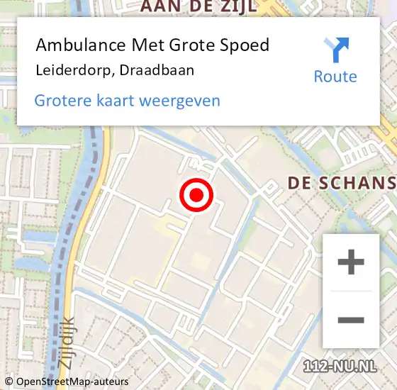 Locatie op kaart van de 112 melding: Ambulance Met Grote Spoed Naar Leiderdorp, Draadbaan op 19 april 2024 10:37