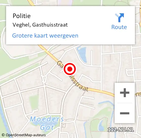 Locatie op kaart van de 112 melding: Politie Veghel, Gasthuisstraat op 19 april 2024 10:37