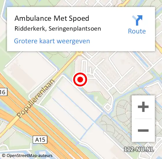 Locatie op kaart van de 112 melding: Ambulance Met Spoed Naar Ridderkerk, Seringenplantsoen op 19 april 2024 10:51