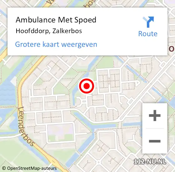 Locatie op kaart van de 112 melding: Ambulance Met Spoed Naar Hoofddorp, Zalkerbos op 19 april 2024 11:06