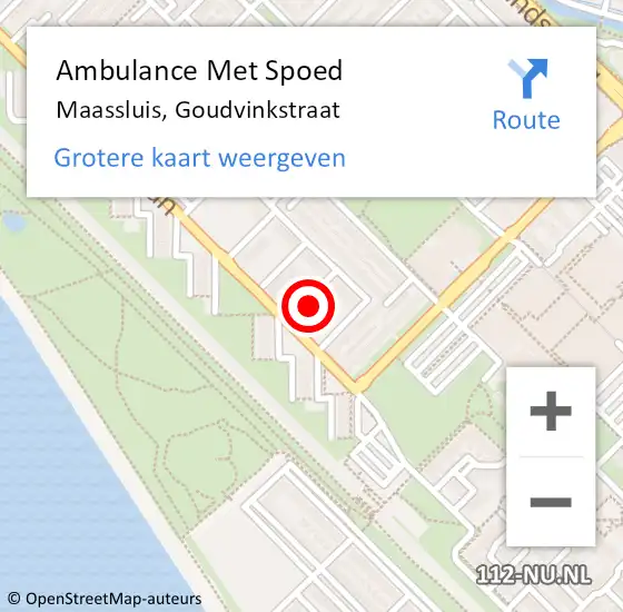 Locatie op kaart van de 112 melding: Ambulance Met Spoed Naar Maassluis, Goudvinkstraat op 19 april 2024 11:40
