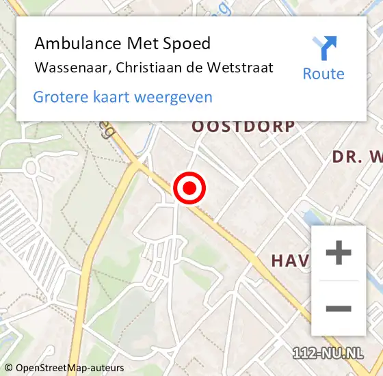 Locatie op kaart van de 112 melding: Ambulance Met Spoed Naar Wassenaar, Christiaan de Wetstraat op 19 april 2024 11:45