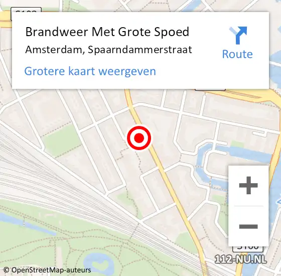 Locatie op kaart van de 112 melding: Brandweer Met Grote Spoed Naar Amsterdam, Spaarndammerstraat op 19 april 2024 11:48