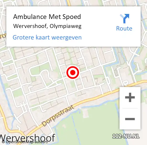 Locatie op kaart van de 112 melding: Ambulance Met Spoed Naar Wervershoof, Olympiaweg op 19 april 2024 11:54