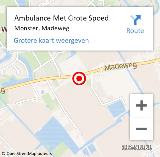 Locatie op kaart van de 112 melding: Ambulance Met Grote Spoed Naar Monster, Madeweg op 19 april 2024 12:08