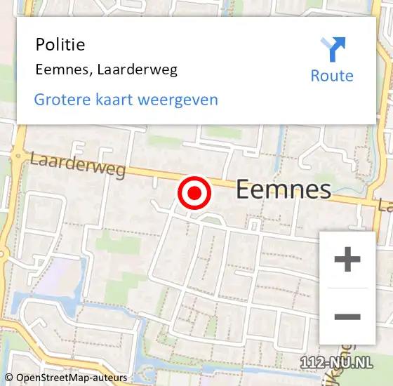 Locatie op kaart van de 112 melding: Politie Eemnes, Laarderweg op 19 april 2024 12:23