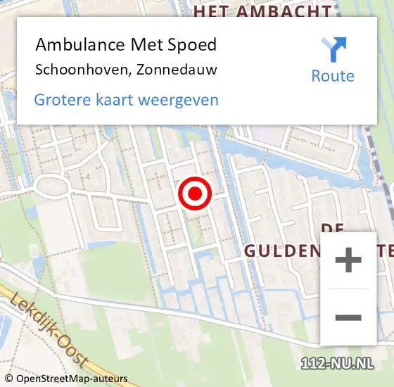 Locatie op kaart van de 112 melding: Ambulance Met Spoed Naar Schoonhoven, Zonnedauw op 19 april 2024 12:31