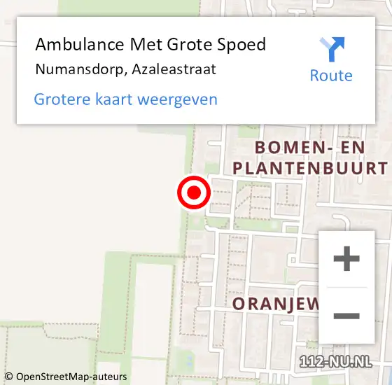 Locatie op kaart van de 112 melding: Ambulance Met Grote Spoed Naar Numansdorp, Azaleastraat op 19 april 2024 12:36