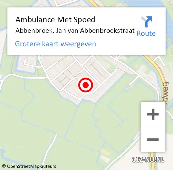 Locatie op kaart van de 112 melding: Ambulance Met Spoed Naar Abbenbroek, Jan van Abbenbroekstraat op 19 april 2024 12:42