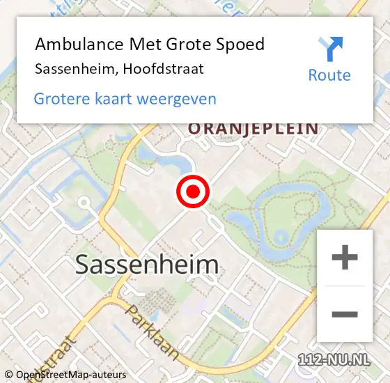 Locatie op kaart van de 112 melding: Ambulance Met Grote Spoed Naar Sassenheim, Hoofdstraat op 19 april 2024 12:43
