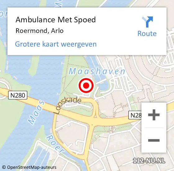 Locatie op kaart van de 112 melding: Ambulance Met Spoed Naar Roermond, Arlo op 19 april 2024 12:48