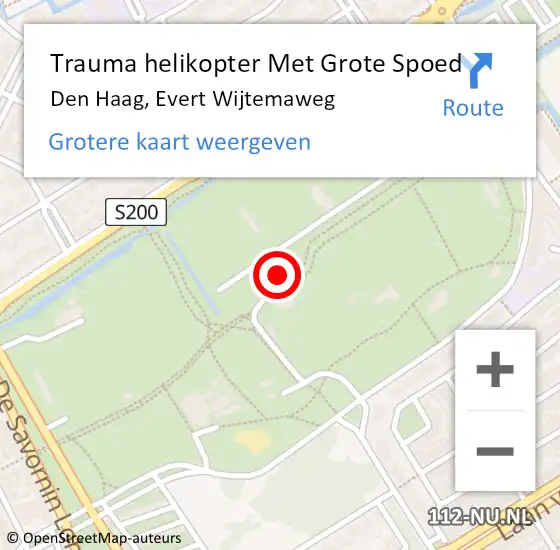 Locatie op kaart van de 112 melding: Trauma helikopter Met Grote Spoed Naar Den Haag, Evert Wijtemaweg op 19 april 2024 12:52