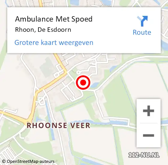 Locatie op kaart van de 112 melding: Ambulance Met Spoed Naar Rhoon, De Esdoorn op 19 april 2024 12:56