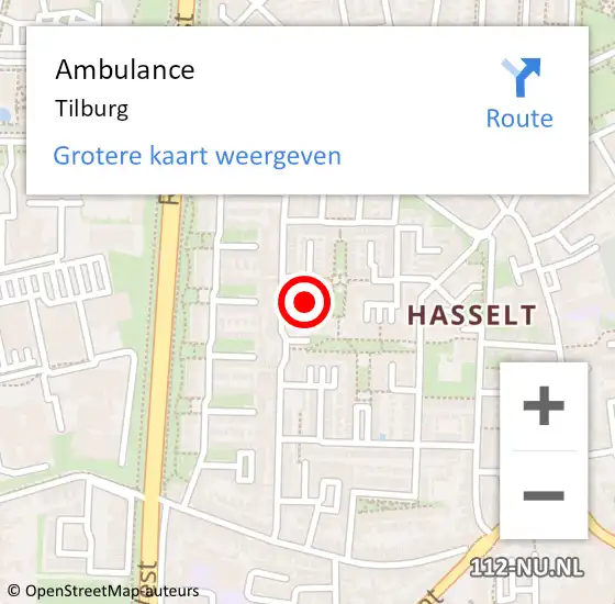 Locatie op kaart van de 112 melding: Ambulance Tilburg op 19 april 2024 13:06