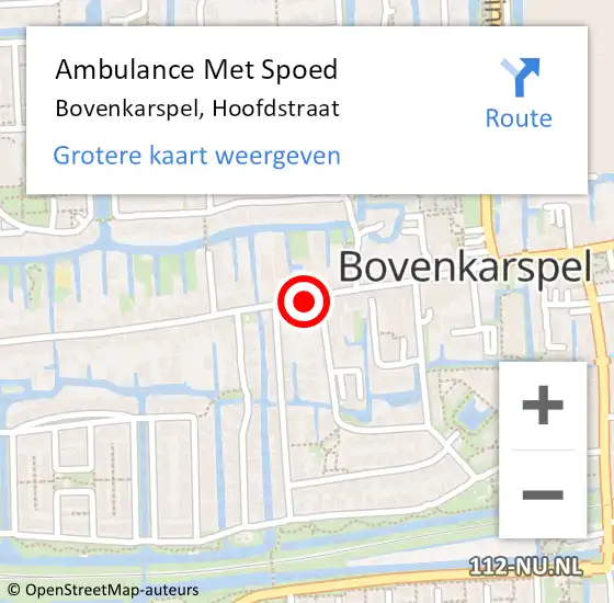 Locatie op kaart van de 112 melding: Ambulance Met Spoed Naar Bovenkarspel, Hoofdstraat op 19 april 2024 13:20