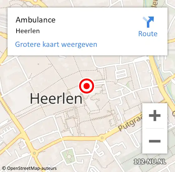 Locatie op kaart van de 112 melding: Ambulance Heerlen op 19 april 2024 13:23