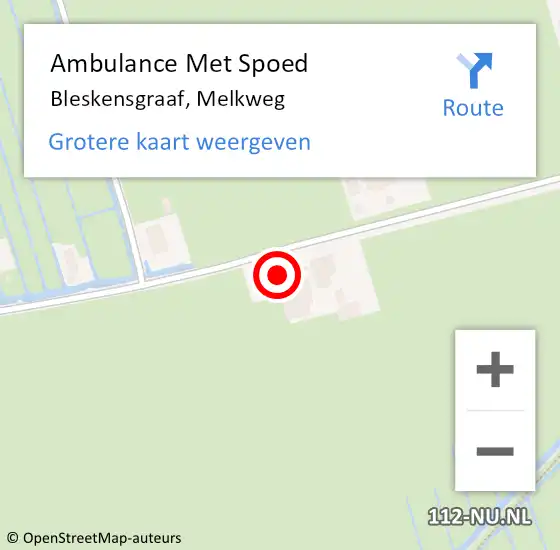 Locatie op kaart van de 112 melding: Ambulance Met Spoed Naar Bleskensgraaf, Melkweg op 19 april 2024 13:35