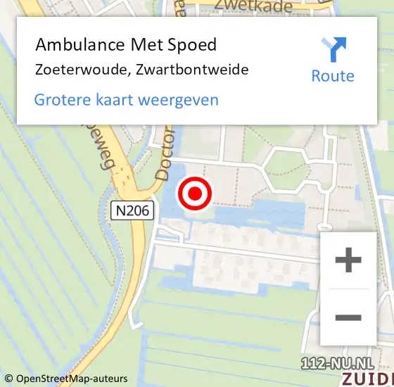Locatie op kaart van de 112 melding: Ambulance Met Spoed Naar Zoeterwoude, Zwartbontweide op 19 april 2024 13:40