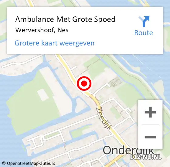 Locatie op kaart van de 112 melding: Ambulance Met Grote Spoed Naar Wervershoof, Nes op 19 april 2024 13:47