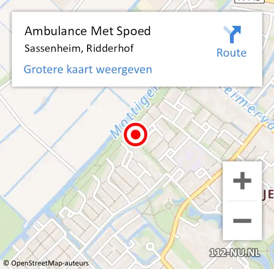 Locatie op kaart van de 112 melding: Ambulance Met Spoed Naar Sassenheim, Ridderhof op 19 april 2024 13:50