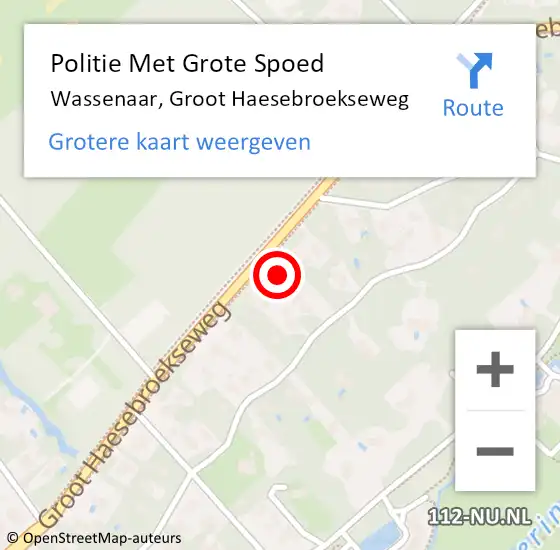 Locatie op kaart van de 112 melding: Politie Met Grote Spoed Naar Wassenaar, Groot Haesebroekseweg op 19 april 2024 14:03