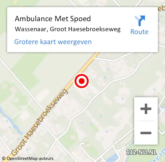 Locatie op kaart van de 112 melding: Ambulance Met Spoed Naar Wassenaar, Groot Haesebroekseweg op 19 april 2024 14:04