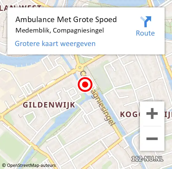 Locatie op kaart van de 112 melding: Ambulance Met Grote Spoed Naar Medemblik, Compagniesingel op 19 april 2024 14:22