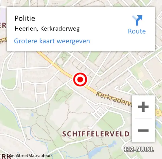Locatie op kaart van de 112 melding: Politie Heerlen, Kerkraderweg op 19 april 2024 14:37