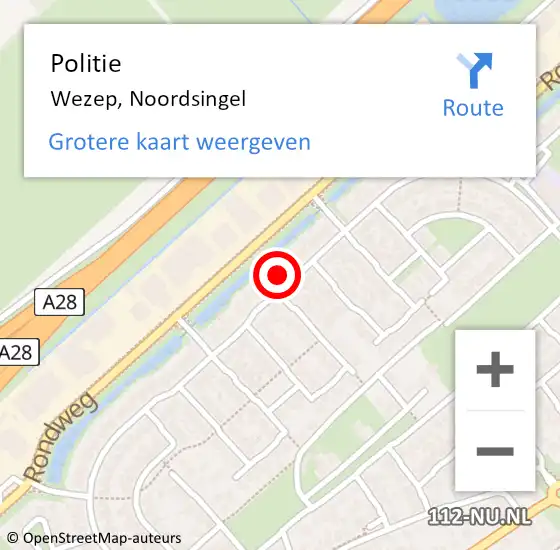 Locatie op kaart van de 112 melding: Politie Wezep, Noordsingel op 19 april 2024 14:55